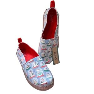 TOMS Kids Blue Glow‎ In The Dark Snow Globe Alpargata Youth Size 2 Festive